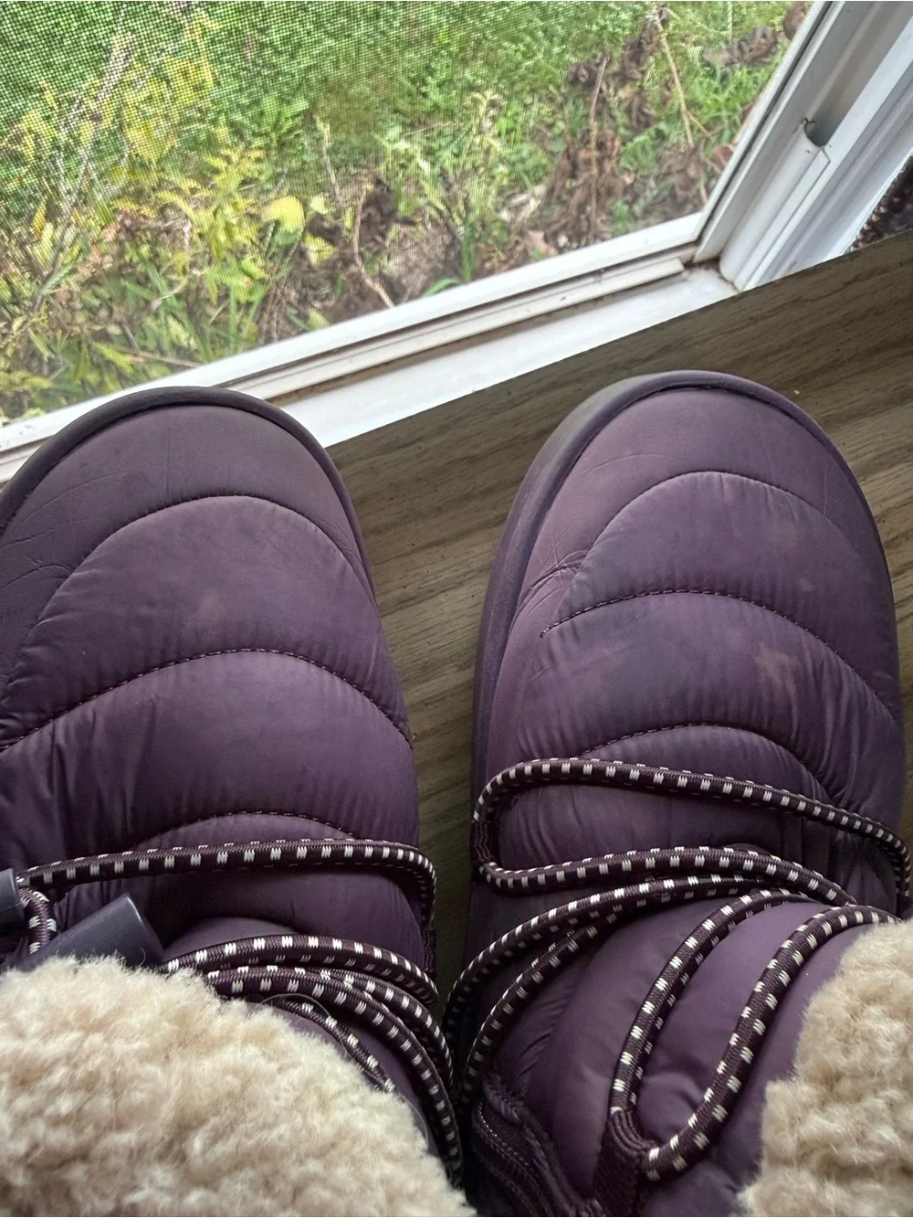 Zara My Winter Boot Women 37 US 6.5 Purple Puffer Sherpa Ankle Boots